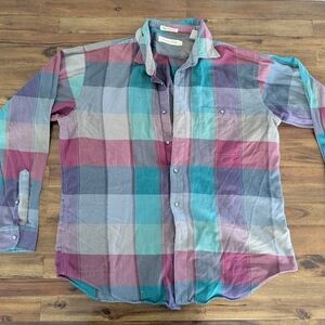 Vintage 90's Oscar de la Renta soft & thin plaid cool tones